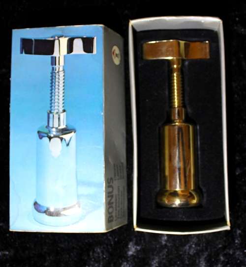 Vintage Italian solid brass corkscrew in original box 1950s