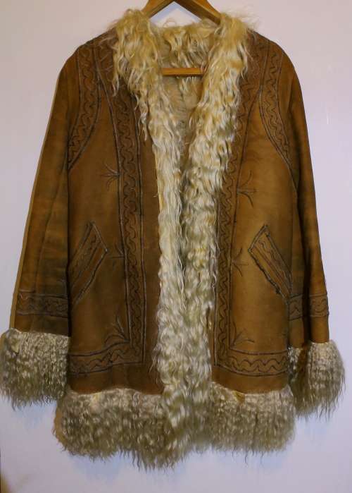 Very rare authentic hippie embroidered sheepskin jacket UK 1960s