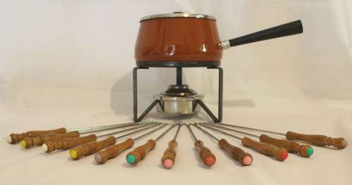Vintage enamel Fondue set