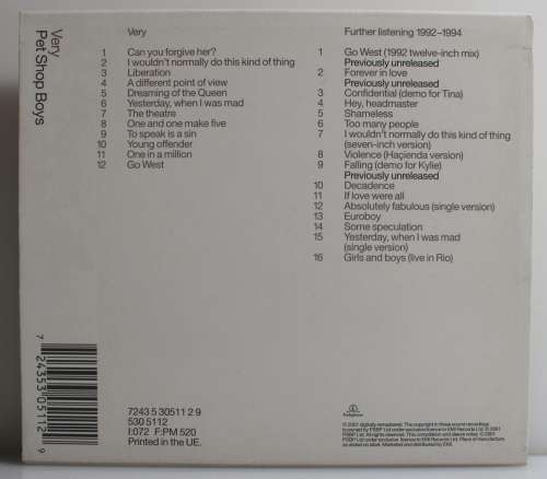 PET SHOP BOYS - Introspective /Further Listening 1988-1989 remastered 2CD UK/Europe 2001