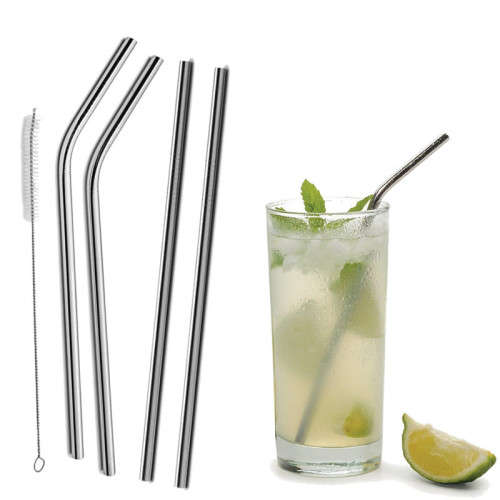 Reusable Stainless Steel Curved Straws - set of 4