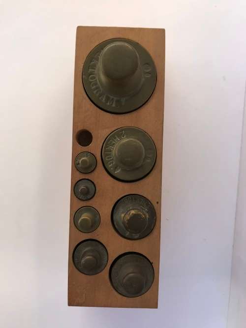 Antique brass weights