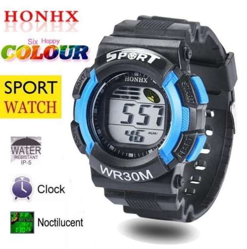 Men Boys LED Digital Alarm Date Rubber Army Watch Waterproof Sport Wristwatch