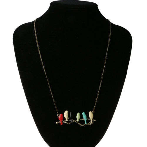 Fashion Jewelry Women Lovely Birds on Branch Pendant Necklace Sweater Long Chain