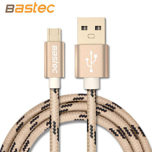 Bastec Original Micro USB Cable with Metal Shell Gold-plated Connector Braided Wire for Samsung Phon