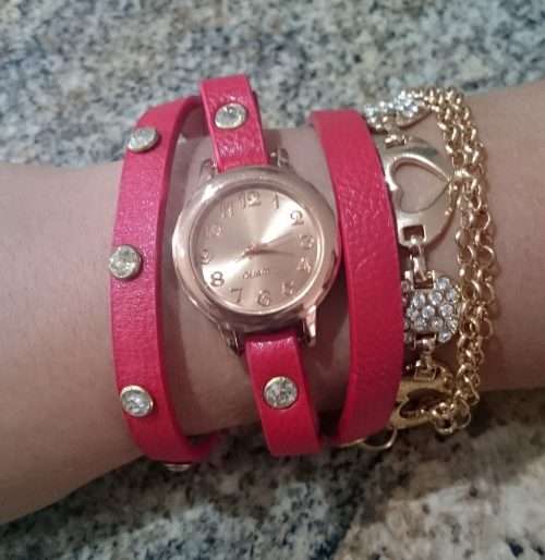 Ladies Wrap Strap Watch (Red, Brown)