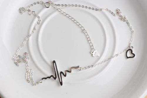 Fashion Women Heart Beat Pendant Necklace Stainless Steel with Chain Gold/Silver