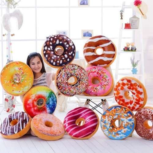 3D Creative Plush Donut Food Pillows Stuffed Toys Dolls Funny Cartoon Donuts Pillow Plush