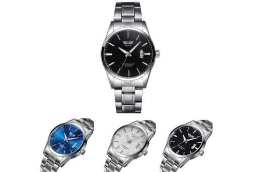 Cool New Waterproof Strap Date Stainless Steel Band Round Dial Sport Quartz Analog Wrist Watch Watch