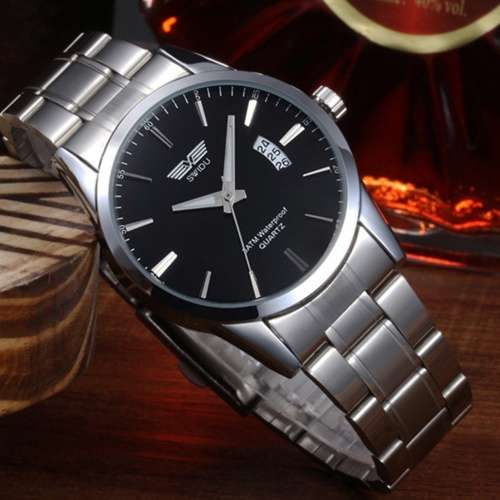 Cool New Waterproof Strap Date Stainless Steel Band Round Dial Sport Quartz Analog Wrist Watch Watch