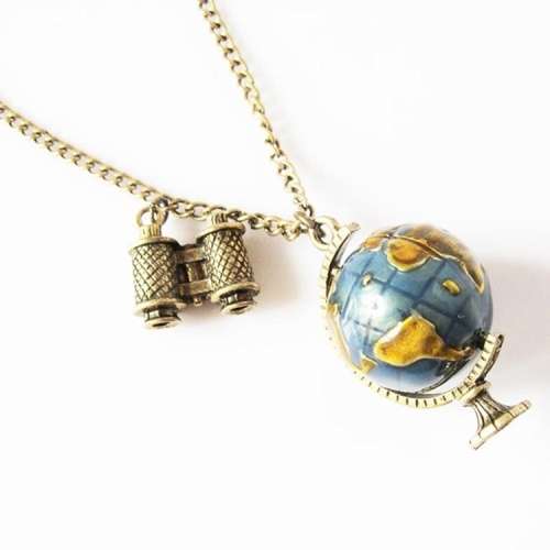 New Vintage Globe Necklace Planet Earth World Map Art Pendant with Ball Chain Included