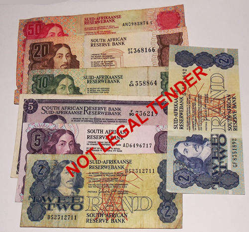lot of old ten rand notes