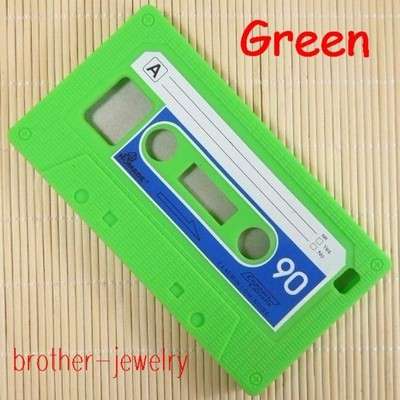 FREE SHIPPING !! GREEN Cassette Tape Soft Silicone Case Cover Skin For Samsung Galaxy S2 i9100
