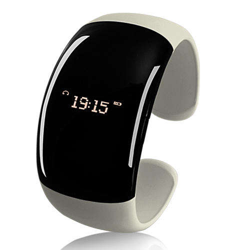 Ladies Bluetooth Fashion Bracelet with Time Display - Pearl White (Call/Distance Vibration, Caller I