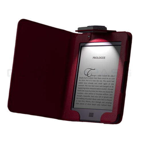 LOCAL STOCK!! Premium Leather Case Cover w/ LED Reading Light for Amazon Kindle Touch RED