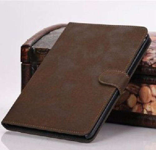Retro Ultra Thin Folio PU Leather Case Cover for Apple iPad Mini Tab. Dark Brown