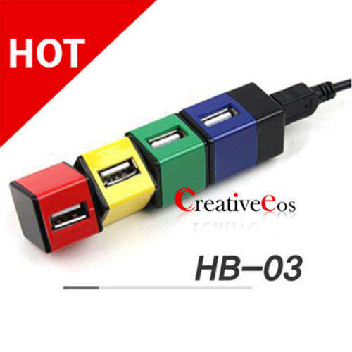 FREE SHIPPING !! 4 PORT HIGH SPEED MINI COLOR CUBE USB HUB FOR LAPTOP PC