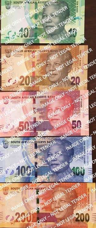L Kganyago | Set of Nelson Mandela Centenary series low-AA# same-numbered banknotes