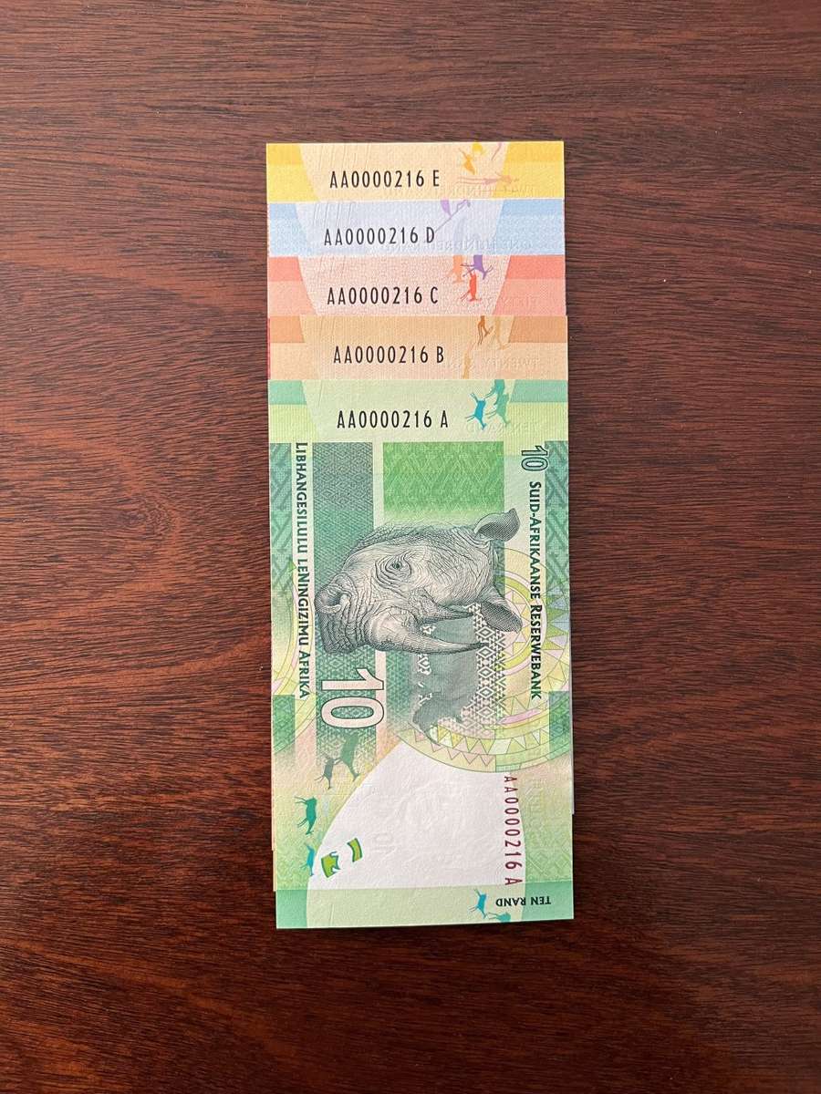 Gill Marcus, 2nd Issue, Set of AA0000216 Series Mandela Notes with Identical Serial Numbers
