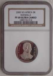 NELSON MANDELA  NGC PF68 ULTRA CAMEO 2000 R5 ****BIDDING STARTS at 30% OF GOING PRICE****