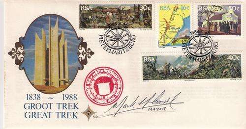 SCARCE..SIGNED GROOT TREK FDC BY MAYOR, MARK CORNELL, AS PER SCAN