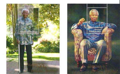 NELSON MANDELA - THE ICON - SET OF TWO BIRTHDAY STAMPS AS PER SCAN. RIP