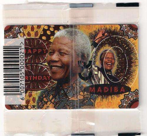 MANDELA 80TH BIRTHDAY PHONE CARD STILL SEALED (R20 +R2) AS PER TWO SCANS