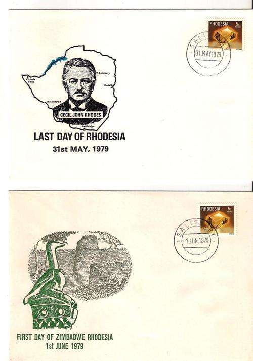 Last Day Rhodesia - 1st Day Zim - Two FDC's as per scan