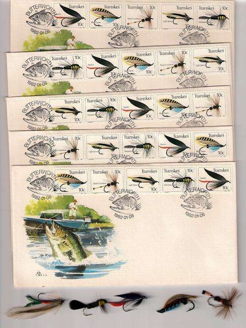 LOOK at the flies!! 1982 FULL SET OF FDC'S (1.25) &RESPECTIVE  FISHING FLIES AS PER SCAN