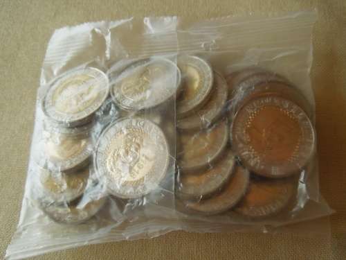Mandela Centenary five rand coins in sealed S.A. Mint bag ( 20 units )