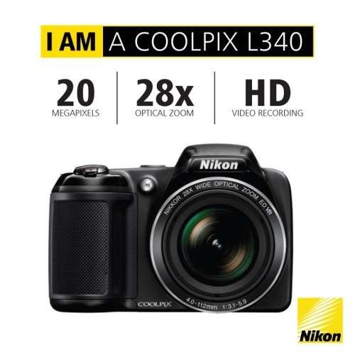 Nikon CoolPix L340  20 MegaPixels digital camera. 28x Optical Zoom HD
