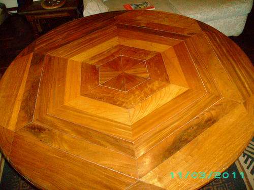 Unusual round wood table