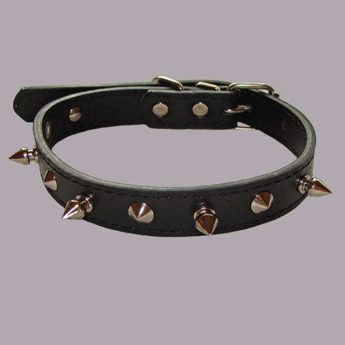 Fido Dog Collar with Spike Shape Studs - Black (44cm) For Medium Dog