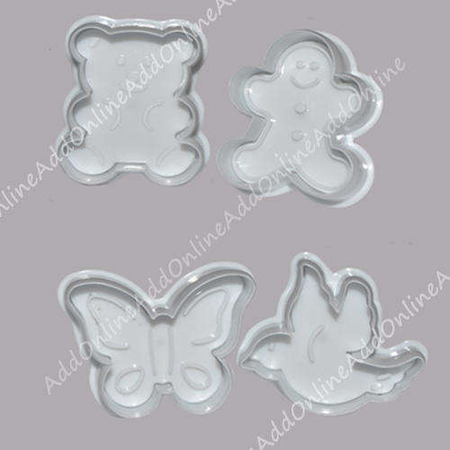 Decoration Plunger Cutters for Fondant or Petal paste -Teddy,Bird,Ghost,Butterfly