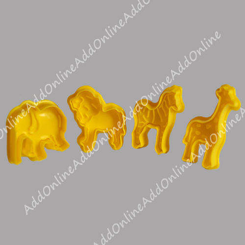 Animals Plunger Cutters for Fondant or Cookies -Elephant, Lion, Zebra, Giraffe