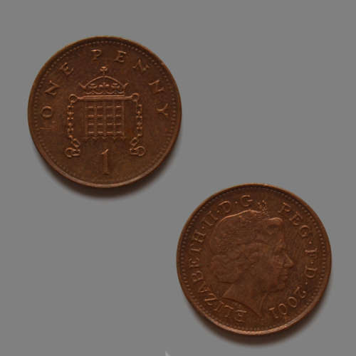 1 Penny 2001 United Kingdom Coin - Queen Elizabeth II, wearing the "Girls of Great Britain