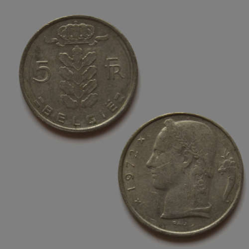 5 Francs 1972 Belgium Coin - Legend in Dutch "Belgie"
