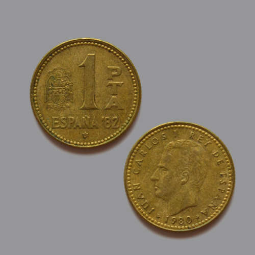 1 Peseta 1980 Spain Coin - King Juan Carlos I, Commemorative World Cup Soccor Games