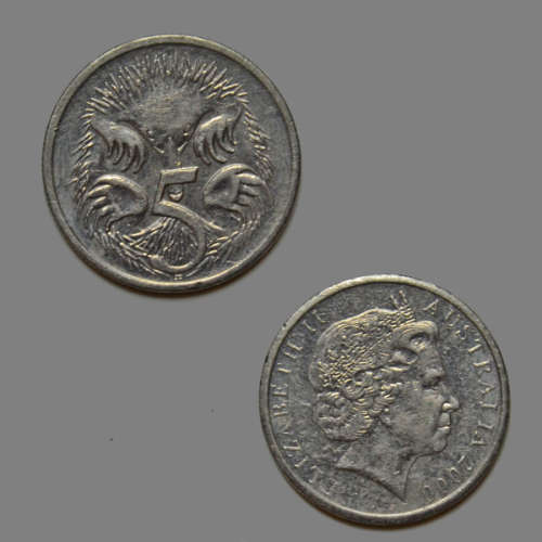 5 Cents 2000 Australia Coin - Short beaked Echidna (Tachyglossus aculeatus)