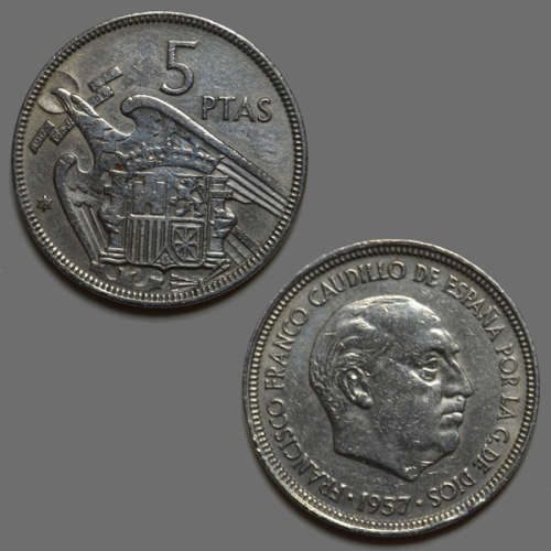 Spain 5 pesetas 1957 Coin