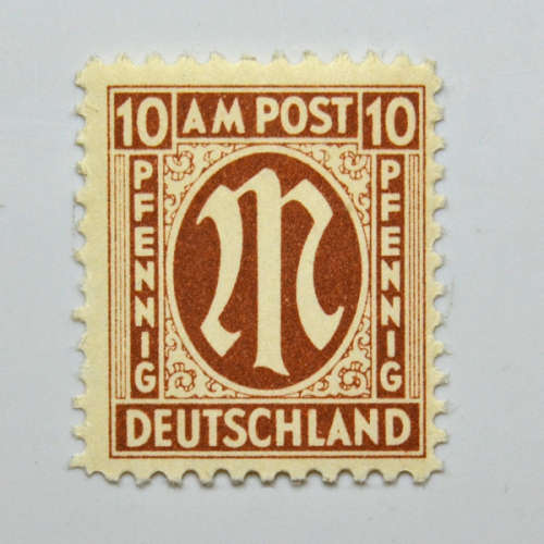 German Deutshland AM Post - 1945 German Print 10pfg - Brown - British American Zone