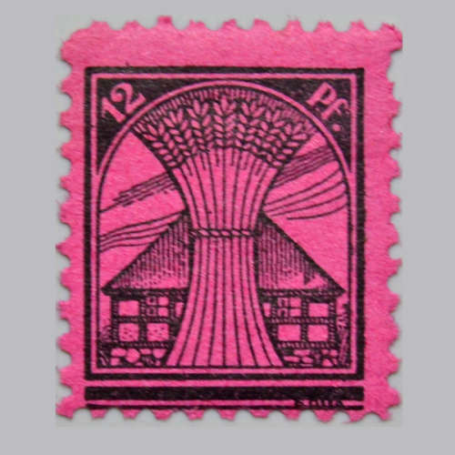 German OPD Schwerin Russian Zone 1945 Daily Stamps 12Pfg - red Purple rose paper
