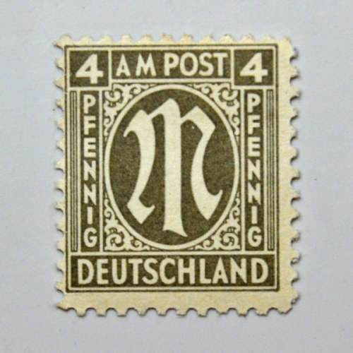 German Deutshland AM Post - 1945 German Print 4pfg - Grey - British American Zone