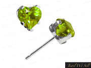 5x5mm Genuine Natural Heart Shape Peridot 925 Sterling Silver Earrings