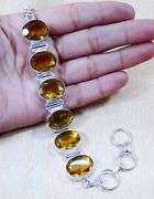 QUARTZ CITRINE & 925 STERLING SILVER OVERLAY BRACELET : 210mm