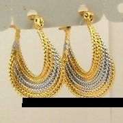 0.94" ENDEARING 18K GOLD PLATED TWIST ROPE HOOP EARRING SOLID FILL