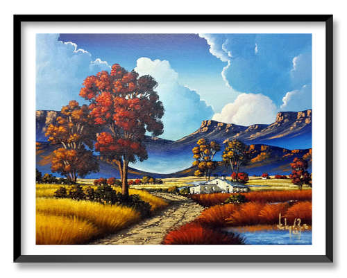 CLOUDS - AN ORIGINAL NICKY VAN RENSBURG PAINTING 450 x 350 MM (Value R 3950)