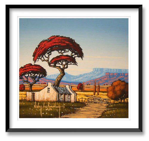 Farmhouse - AN ORIGINAL NICKY VAN RENSBURG PAINTING 300 x 300 MM (Value R3000)