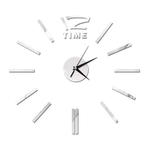 MODERN 3D MINI DIY MIRROR WALL CLOCK - Silver