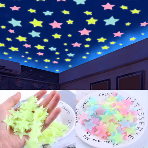 100pcs LumInous Wall Stickers - Glow In The Dark Stars
